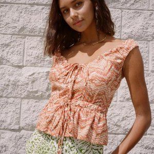 Ciao Lucia Ilaria Top in orange Roma Print